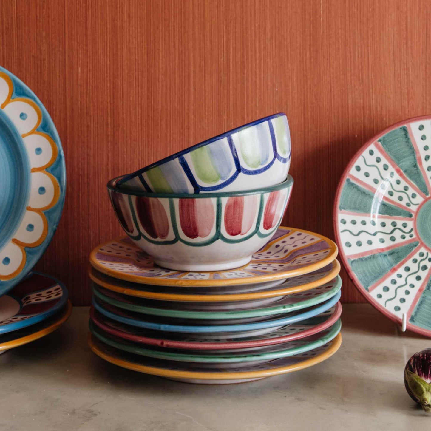 Striped Cereal Bowl Blue Green II