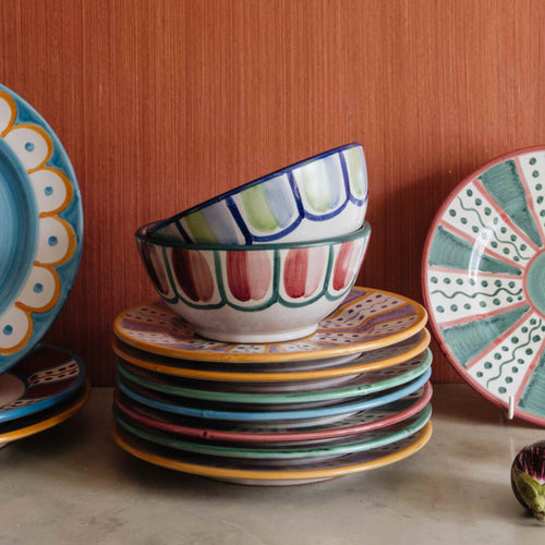 Striped Cereal Bowl Blue Green II