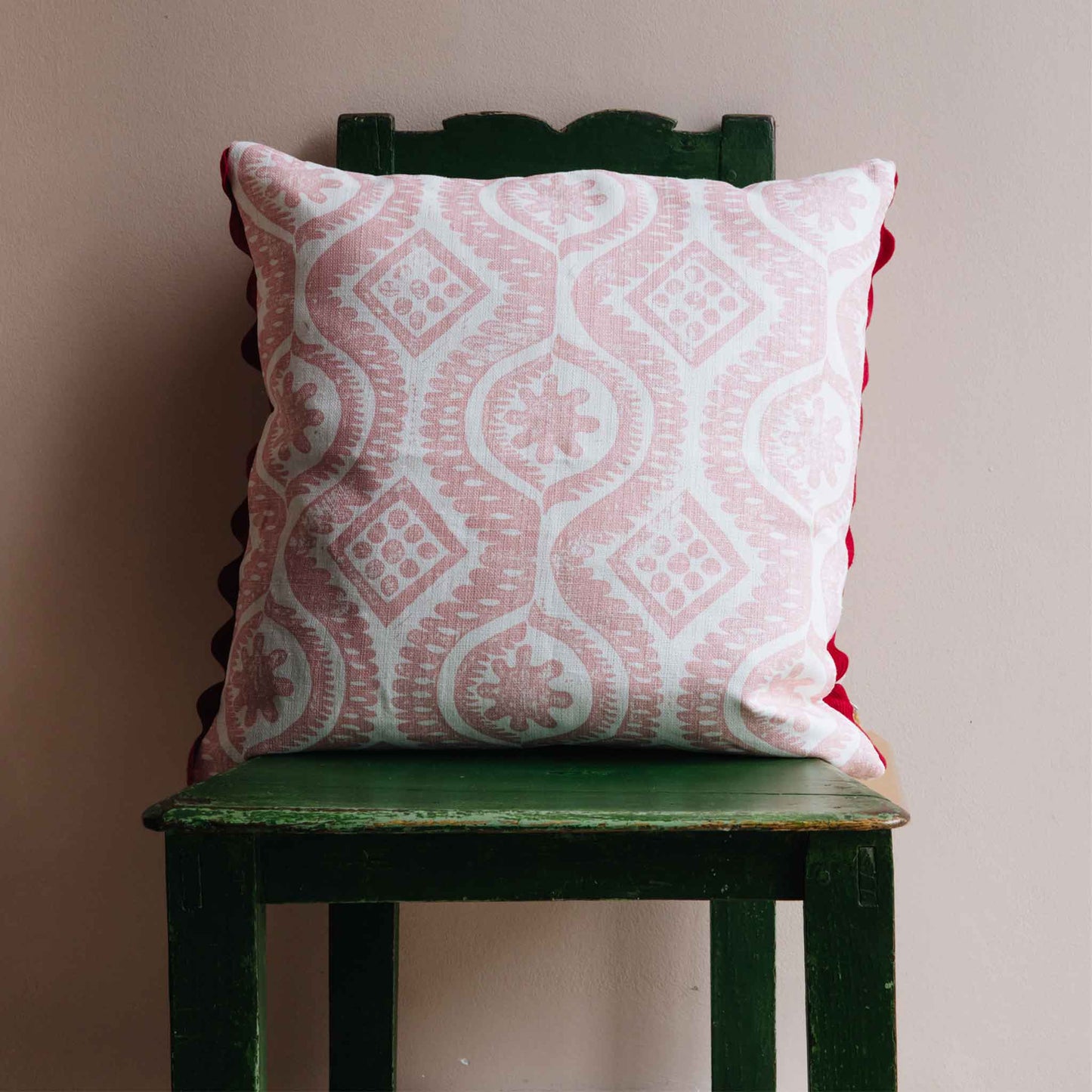 damask square cushion pink
