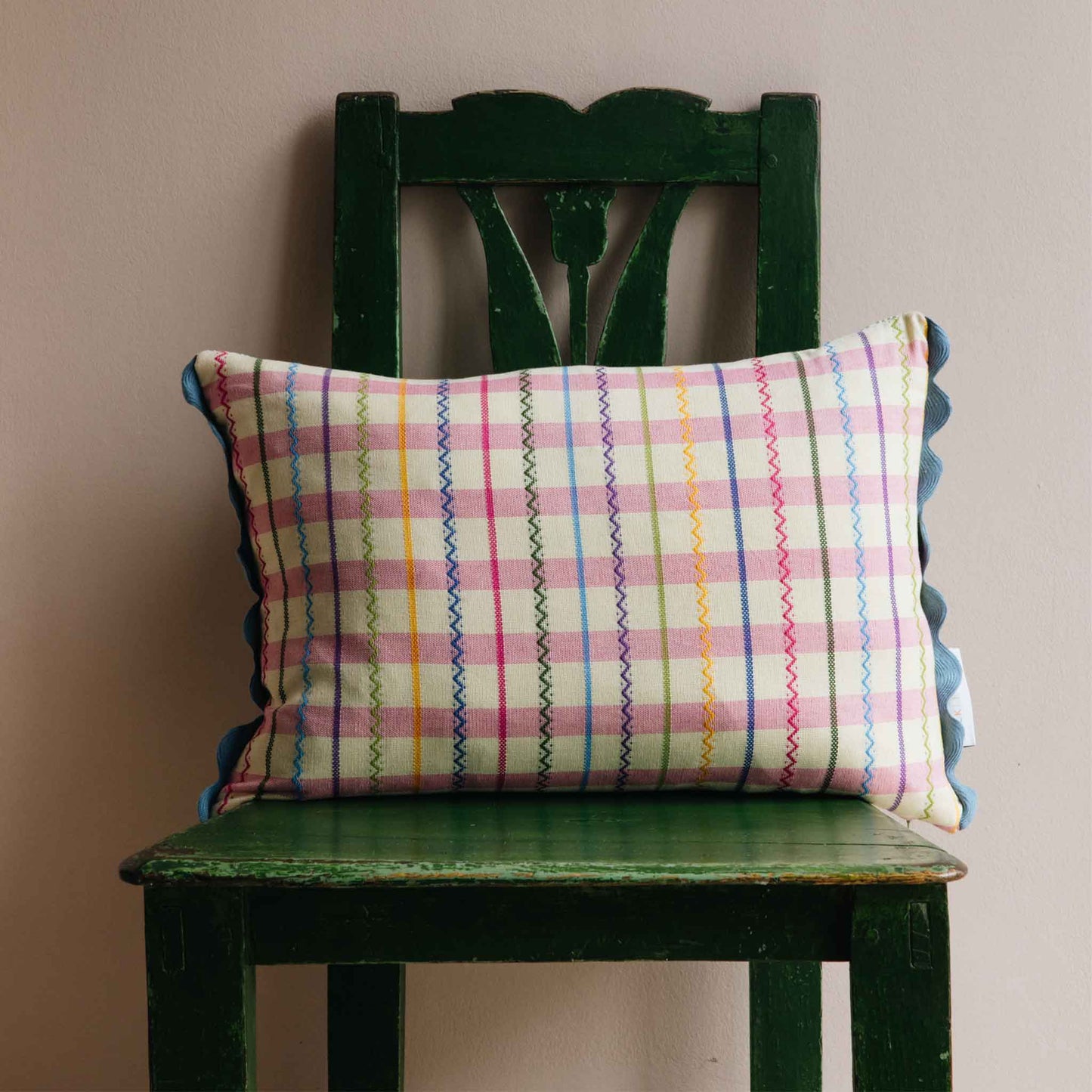 ginny oblong cushion pink handwoven guatemala