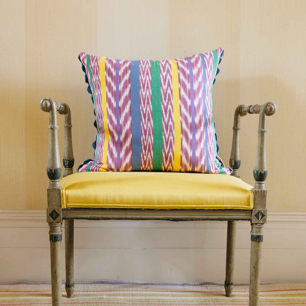 gloria striped guatemalan cushion lilac yellow