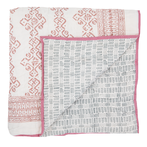 King/Double Mali Kahala Pink Blue Quilt