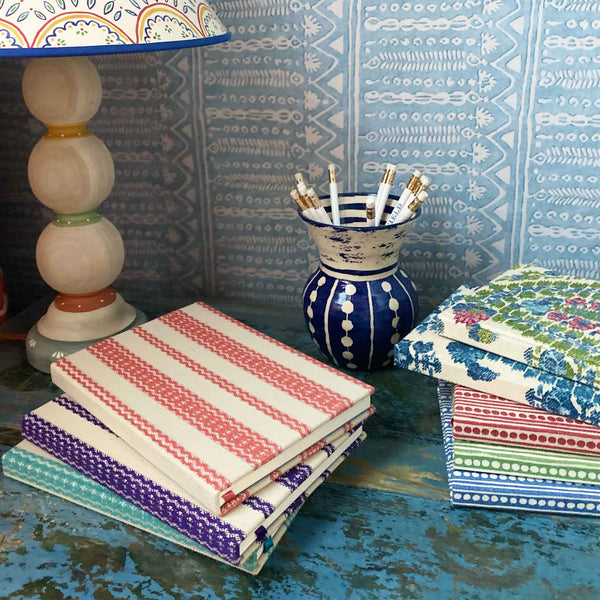 wicklewood fabric bound colourful notebooks