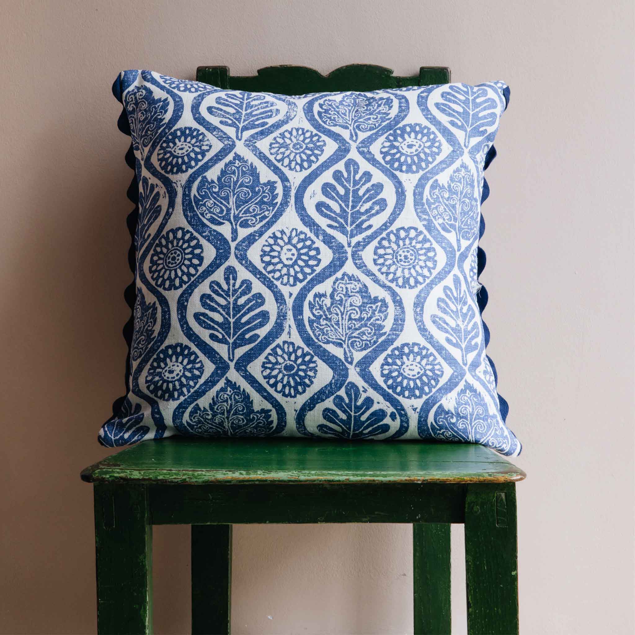 Blue patterned cushion best sale