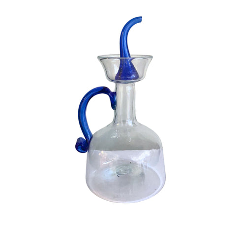 Hand-blown Large Oil Pourer Blue