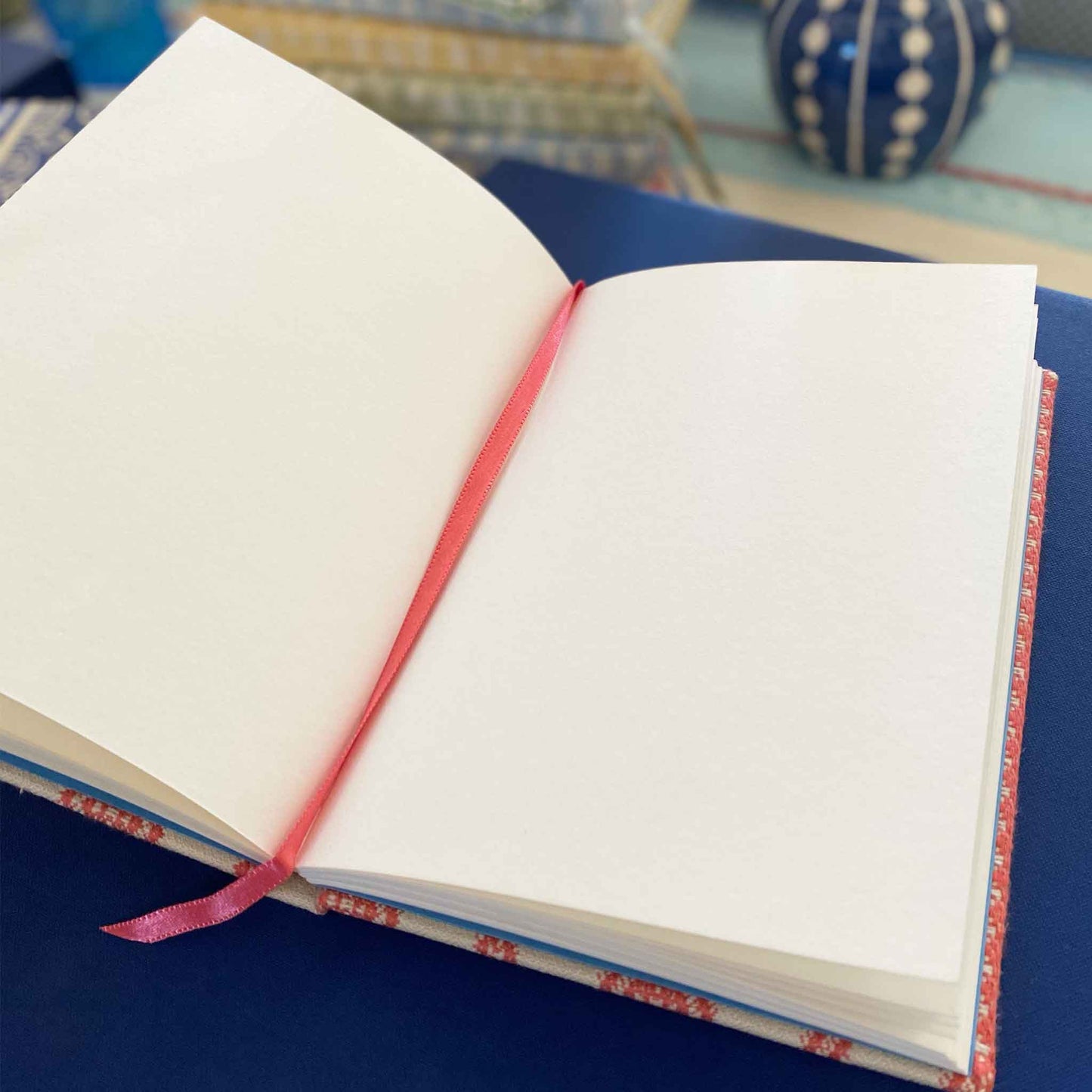 payson coral interior fabric bound notebook