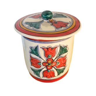 Guatemalan Jar with Lid Red Green