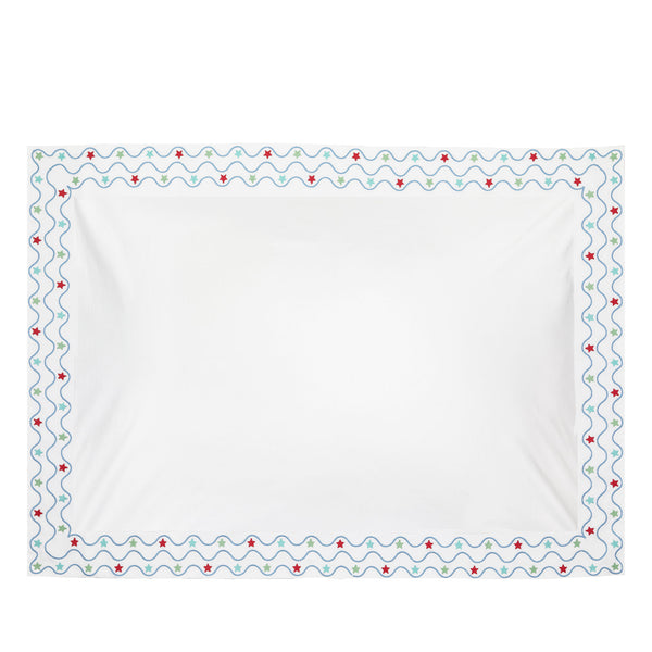 Set of 2 Star Pillowcases Blue Red