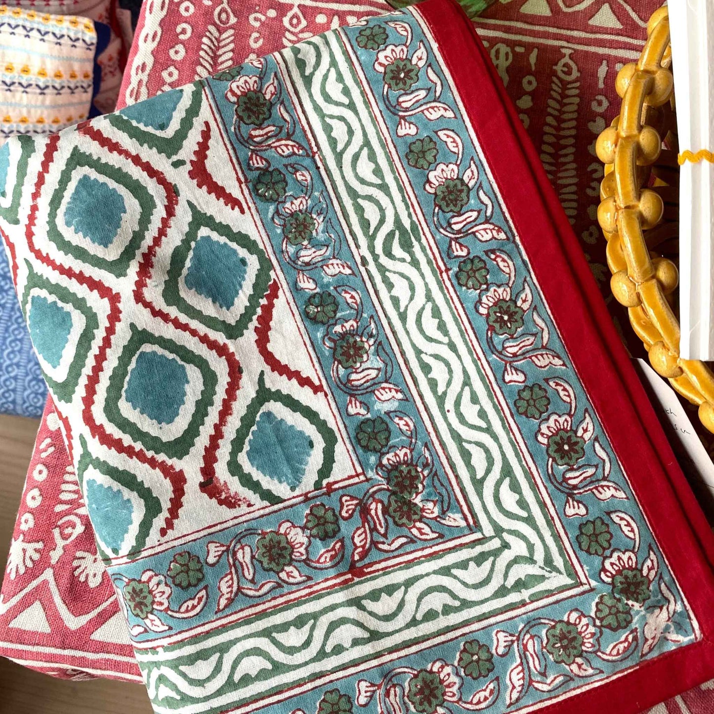 rombos block printed tablecloth