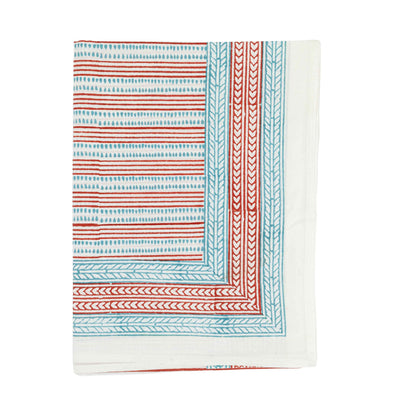 Spots and Stripes Tablecloth Blue Red