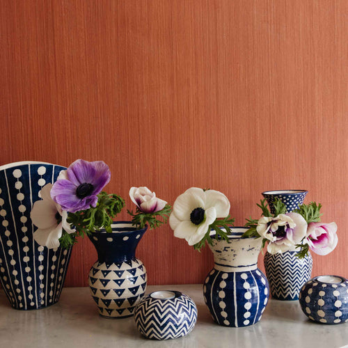 handmade ceramic double layer vase indigo