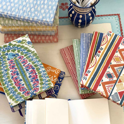 wicklewood fabric bound colourful notebooks