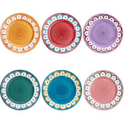 Scallop Dinner Plates Set of 6 Multicoloured