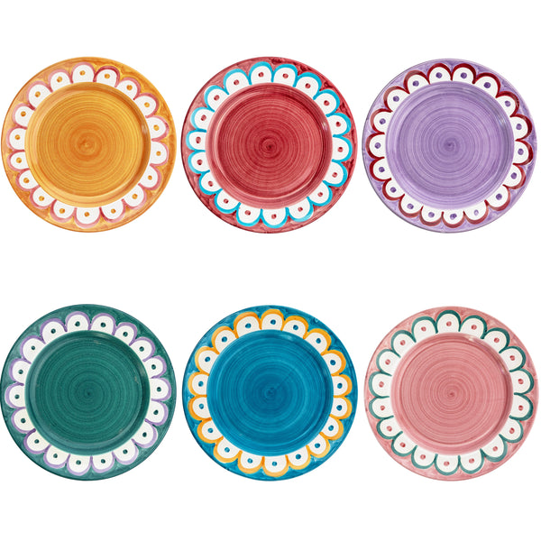 Scallop Dinner Plates Set of 6 Multicoloured