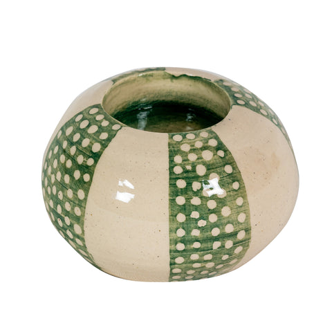 Dots and Stripes Tealight Holder Green