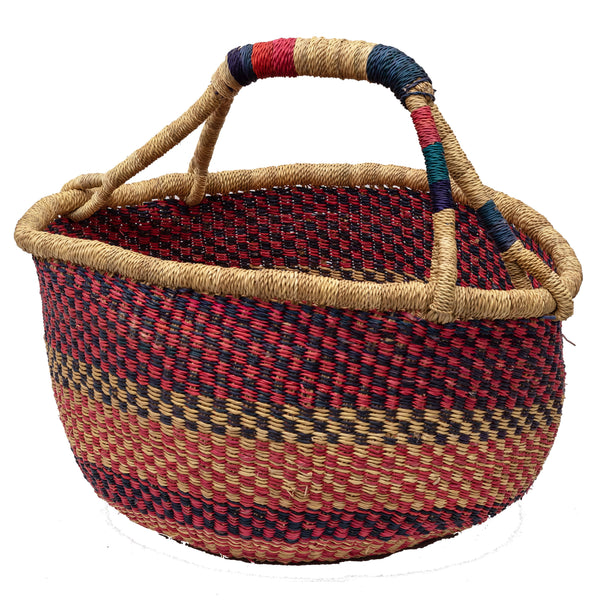 Hand woven seagrass African navy pink brown basket Wicklewood 