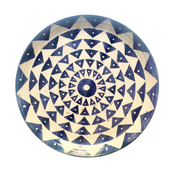 Arrows and Dots Dinner Plate Indigo