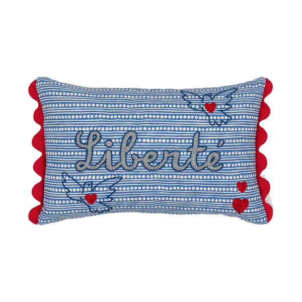 csao embroidered cushion blue red wicklewood