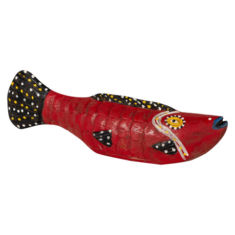 Wooden Bozo Fish III Red Black