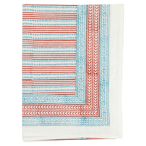 Spots and Stripes Tablecloth Blue Red