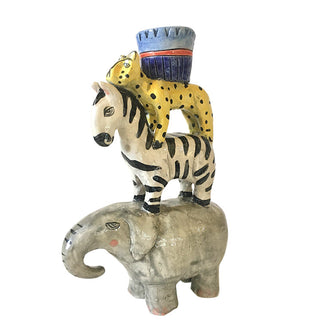 The Zoo Act Grey Yellow Multi Candleholder