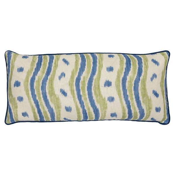 Ikat Stripe Blue Lime XL Oblong Cushion