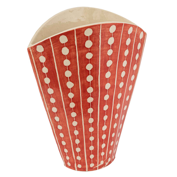 wicklewood dotted red white fan vase