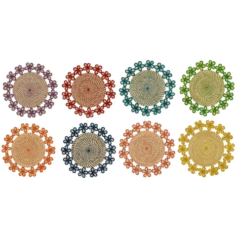 Handwoven Margarita Iraca Set of 8 Multicoloured