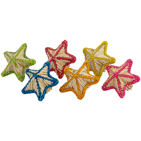 Handwoven Iraca Star Set of 6 Multicoloured Napkin Rings