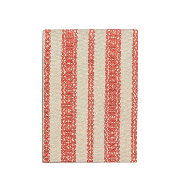 wicklewood fabric bound notebook coral stripes