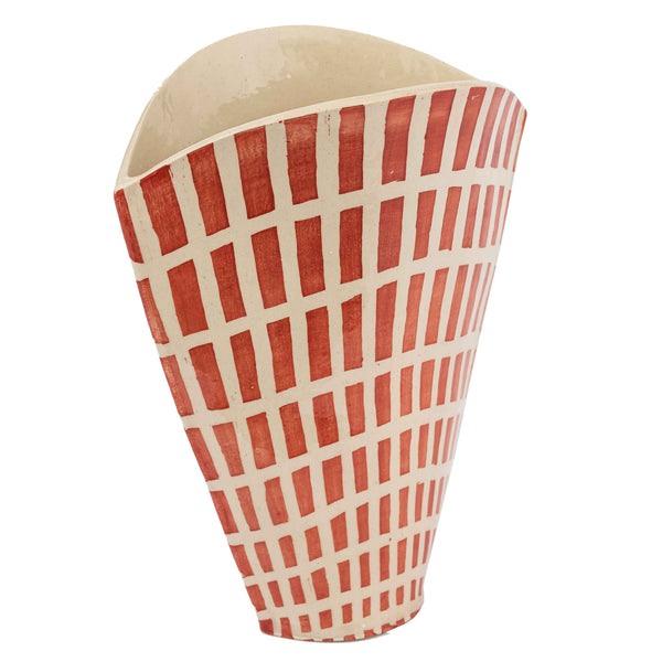 South African Grid Fan Vase Red wicklewood