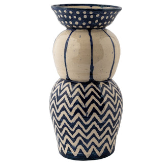 Triple Layer Zig Zag Vase Indigo