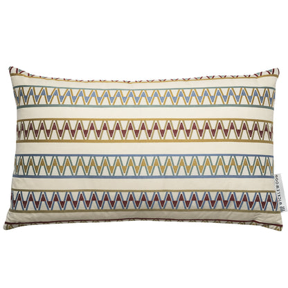 Zigzag stripe geometric cushion yellow blue red Wicklewood