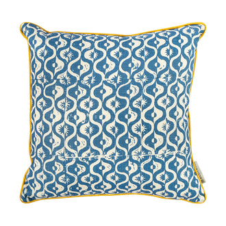 small medallion square cushion azure blue