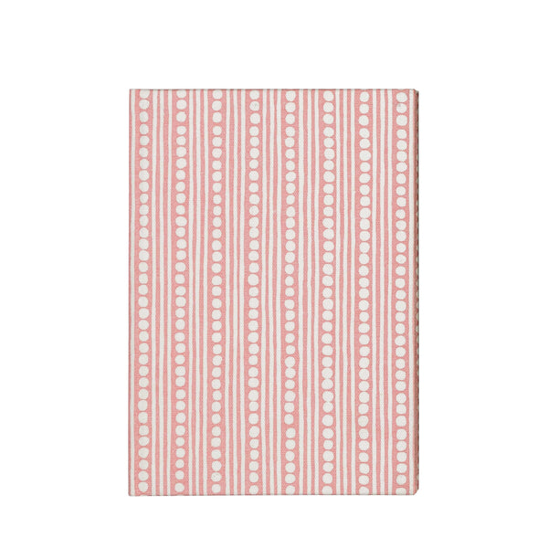 Fabric bound spots stripes Wicklewood pink A5 notebook