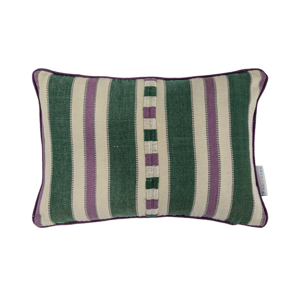 guatemalan stripe woven cushion green purple