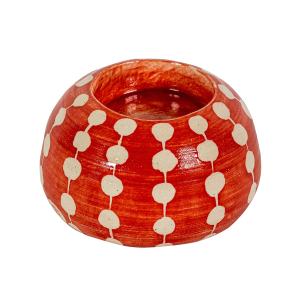 red dotted hand made tealight holder