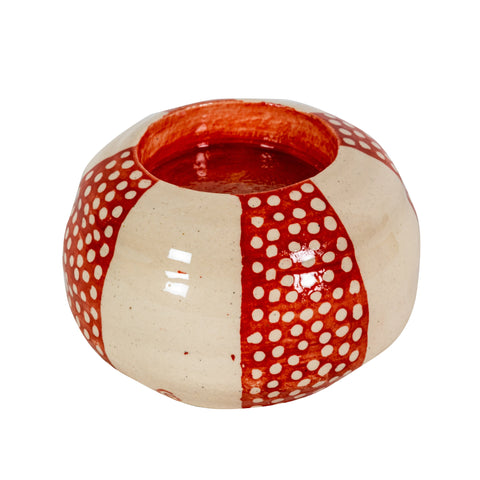 Dots and Stripes Tealight Holder Red