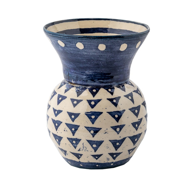 Handpainted Arrow Dots Vase Indigo