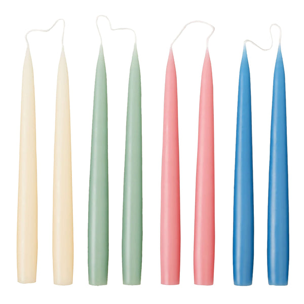 Set of 8 Taper Candles Multicoloured