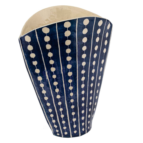 Dot Stripe Fan Vase Indigo