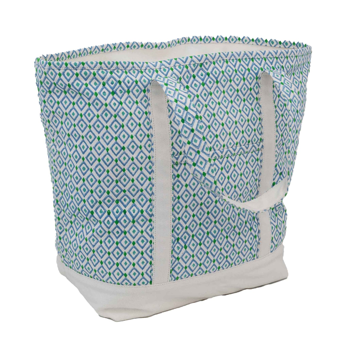 Large Diamond Tote Bag Blue Green