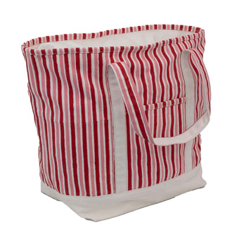 Large Indian Tote Bag Stripe Pink Red