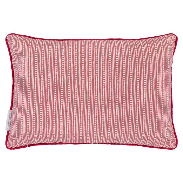 Floral motif embroidered oblong cushion coral reversible Wicklewood 