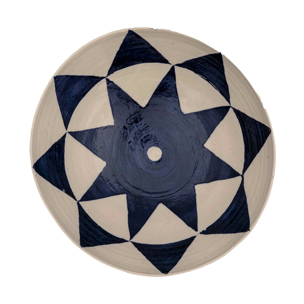 Triangle Serving Bowl blue white