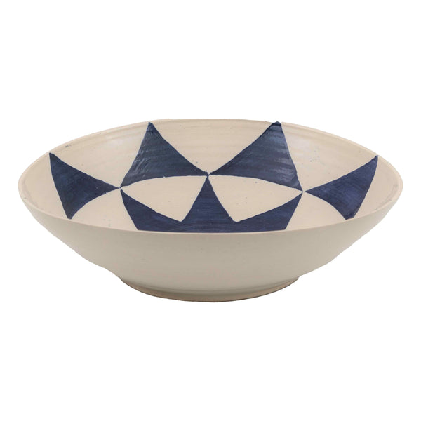 Triangle Serving Bowl blue white