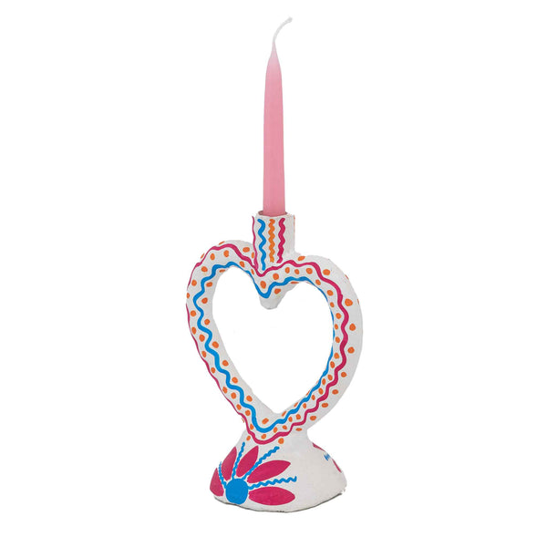 handmade and hand painted multicoloured candleholder
