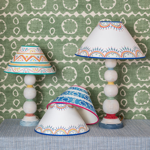 Small Handpainted Abacus Bobbin Lamp Base Multi