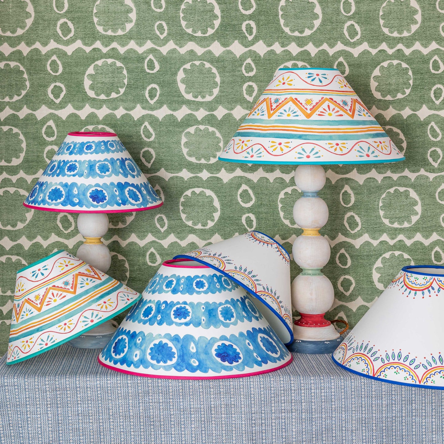 Small Tamahu Blue Orange Lampshade