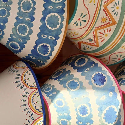 Small Tamahu Blue Orange Lampshade